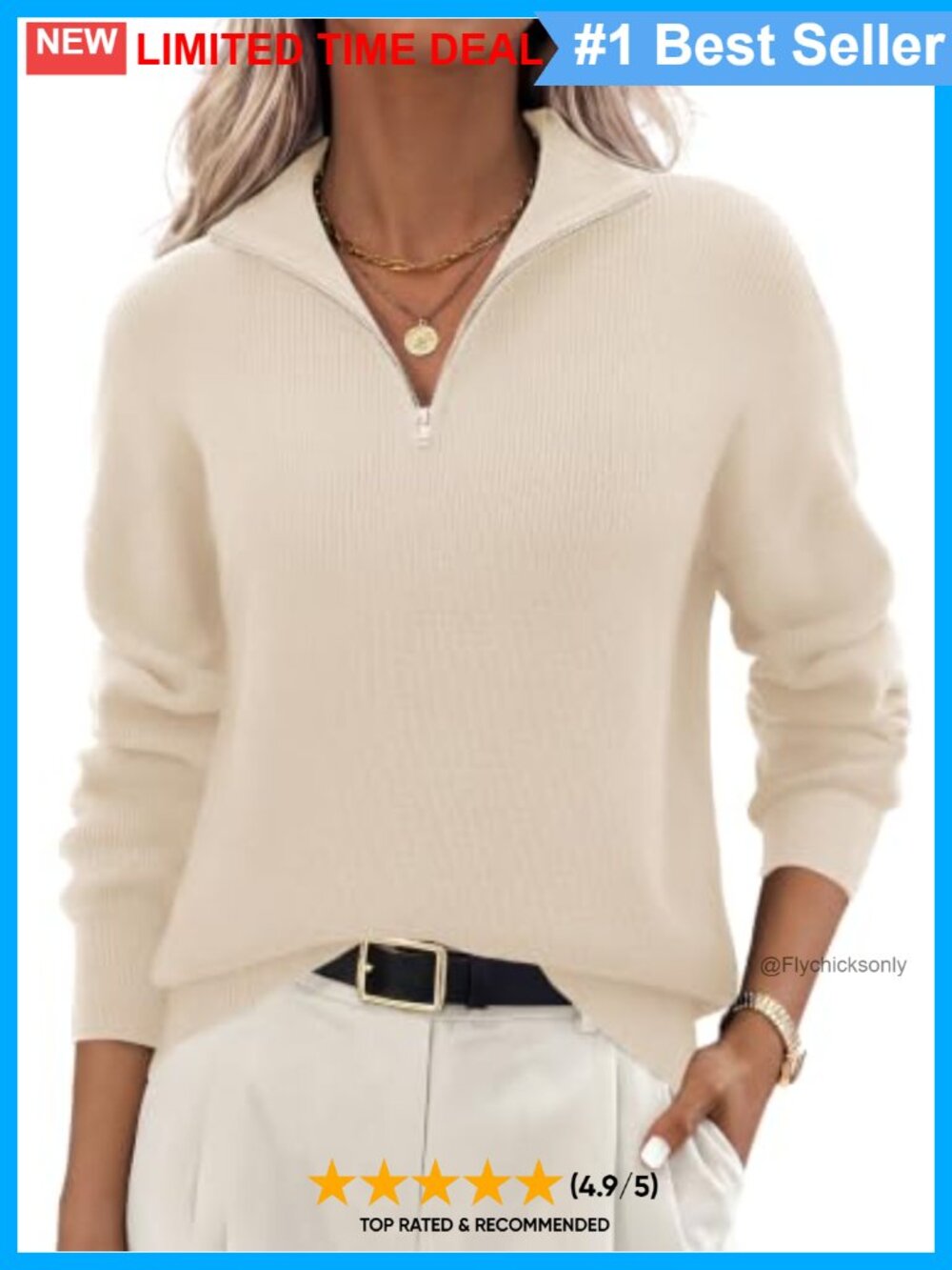 Long Sleeve Quarter Zip Mock Neck Knit Sweater Pullover